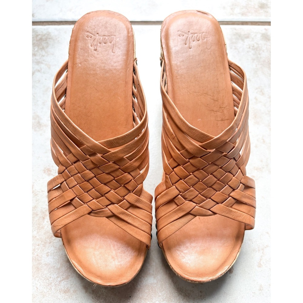 Anthropologie Beek Sparrow Clogs Woven Leather Wood Platform Boho Artisanal 9